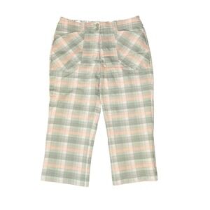 Nike Golf Capri Pants Womens 10 Green Plaid Cropped Stretch Country Club Retro